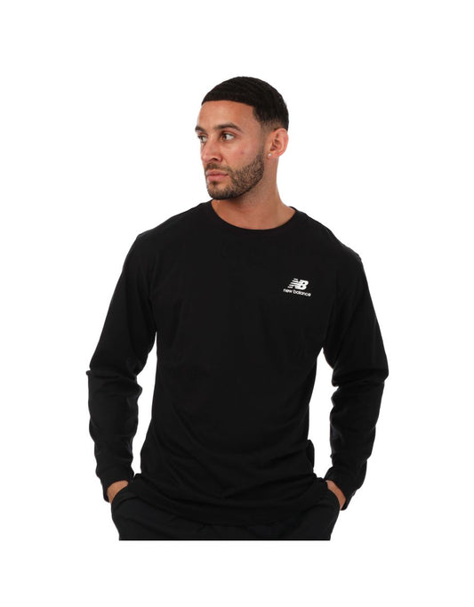 Camiseta masculina New Balance Black Graphic Collage de manga longa