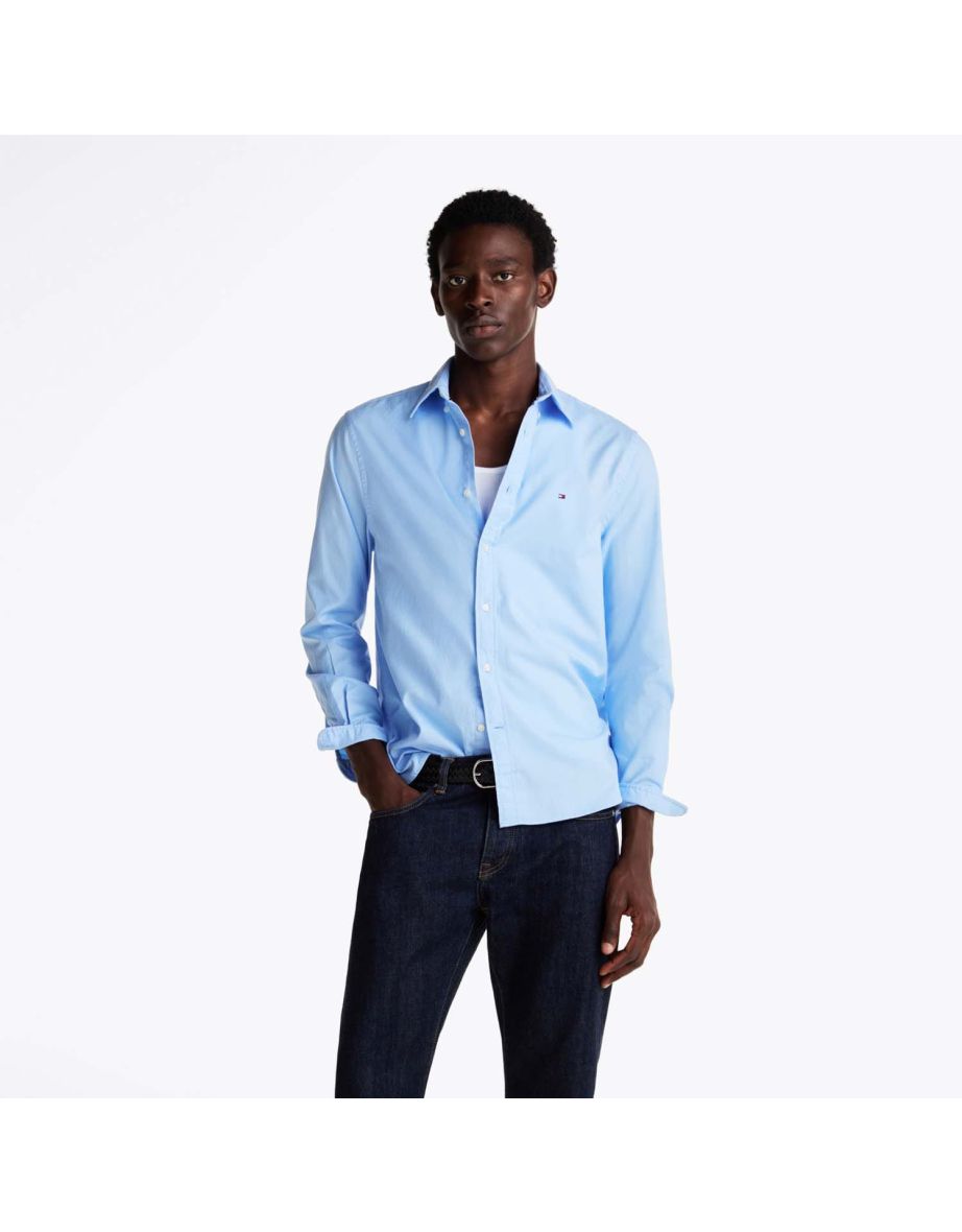 Camicia Tommy Hilfiger da uomo a vestibilità regolare con ricamo a bandiera in blu