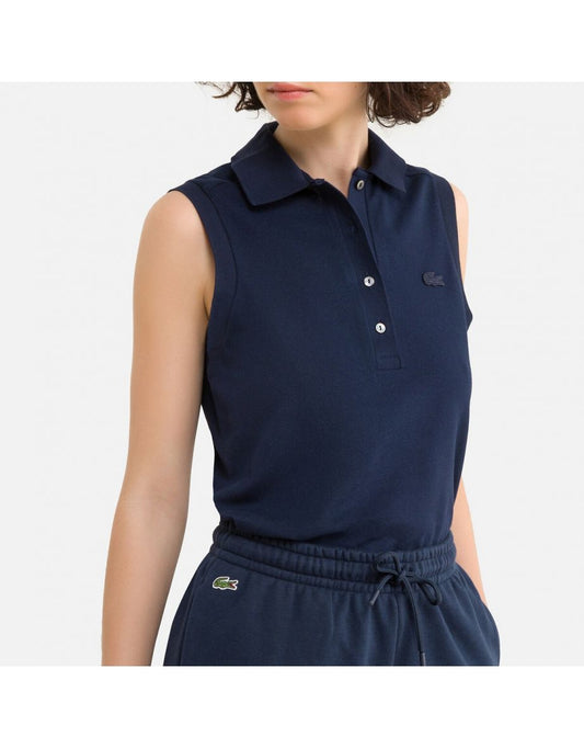 Polo senza maniche in cotone con logo ricamato