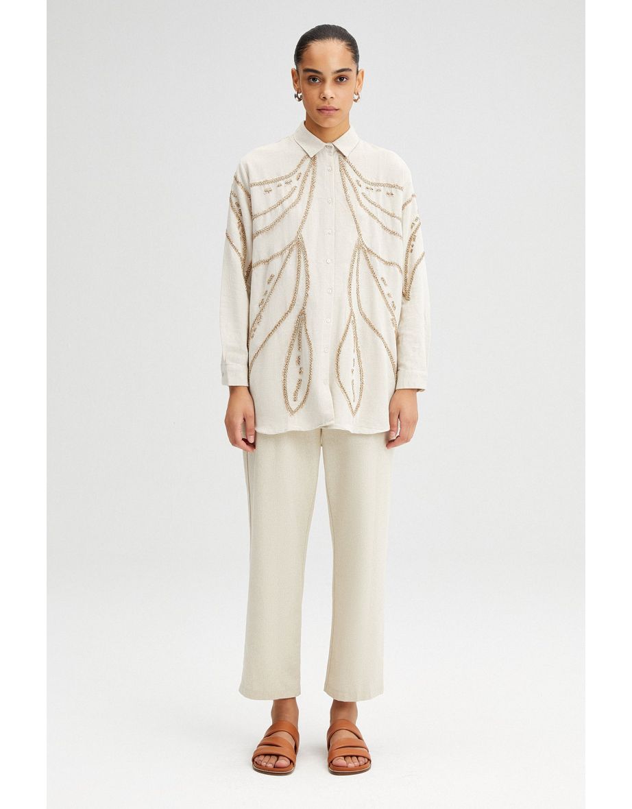 Tunica con maniche lunghe in lino Touché