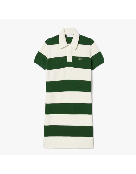 Abito Lacoste da donna con colletto a polo in crema, Made in France