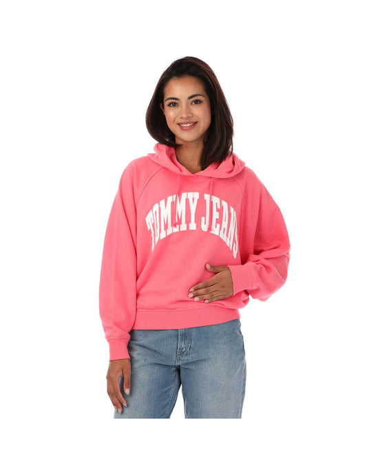 Felpa con cappuccio College Relaxed Fit da donna Tommy Hilfiger in rosa