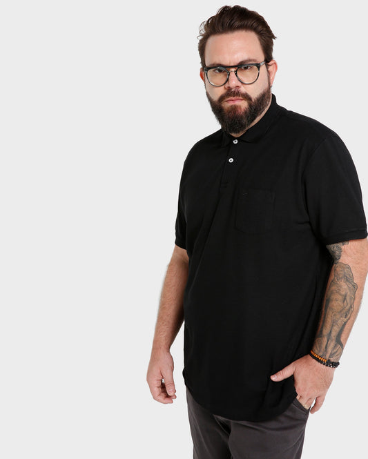 Polo Basic Plus Size con tasca - Nero