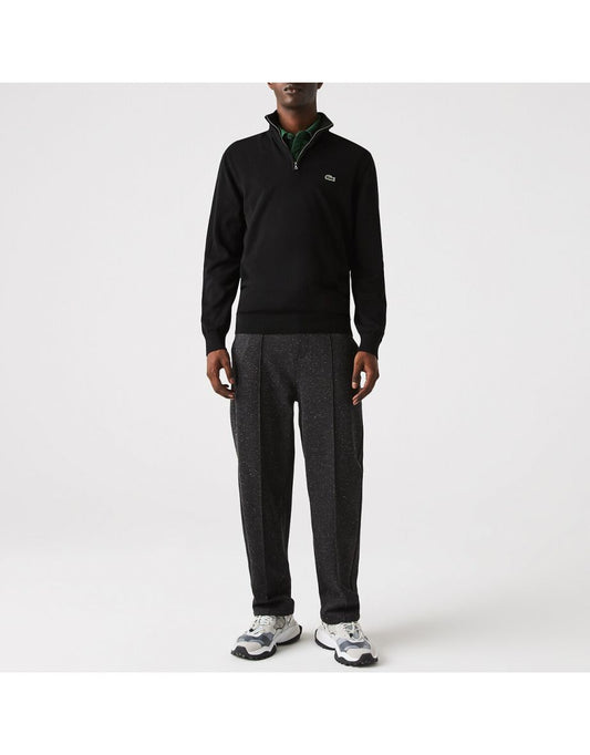 Embroidered Logo Cotton Sweater with Half-Zip