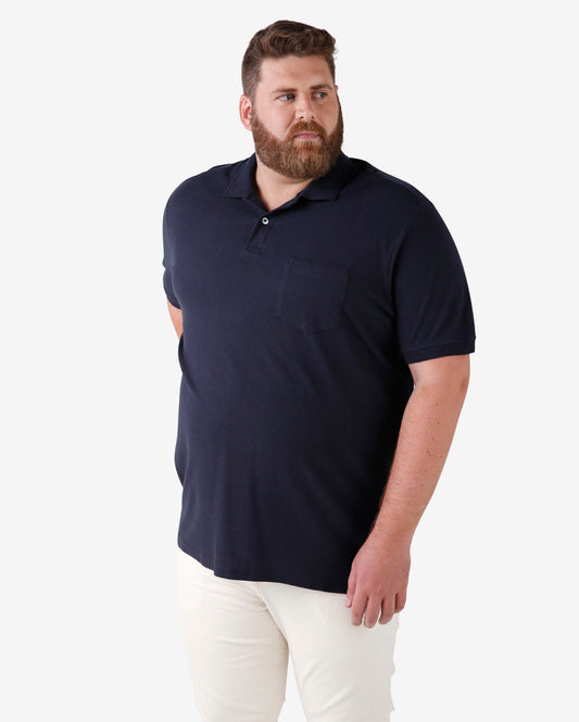 Polo Basic Plus Size con tasca - Blu navy