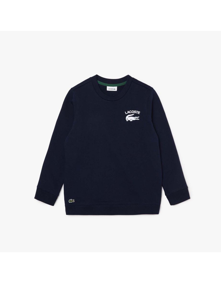 Boy's Lacoste Juniors Ribbed Crewneck Sweatshirt - Blue
