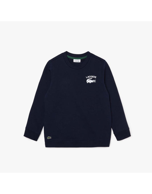 Boy's Lacoste Juniors Ribbed Crewneck Sweatshirt - Blue