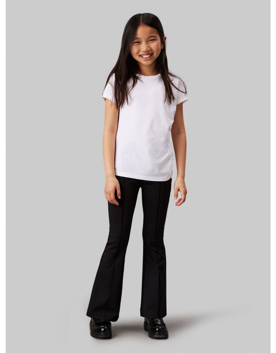 Pantaloni da bambina in maglia a nastro in nero