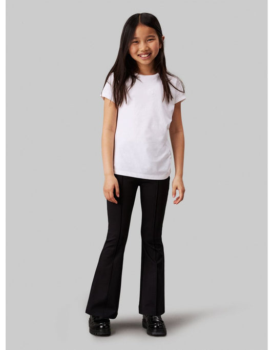 Calça Flare de Fita de Malha para Meninas em Preto