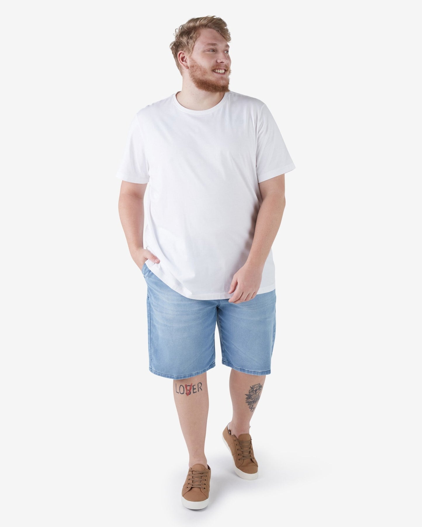 Bermudas de brim claro plus size