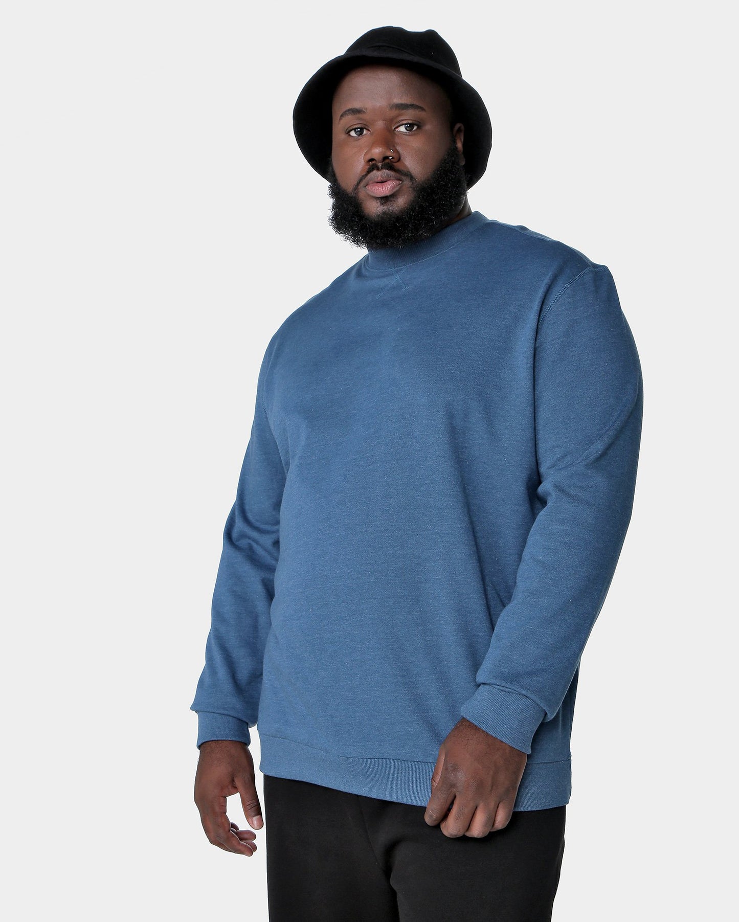 Moletom masculino plus size de manga longa em azul aço - Allman by Riachuelo