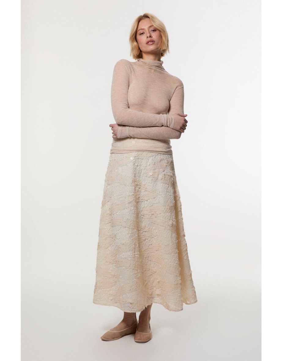 Maxi gonna in tessuto con paillettes