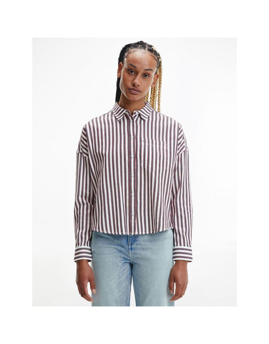 Camicia a maniche corte in cotone a righe