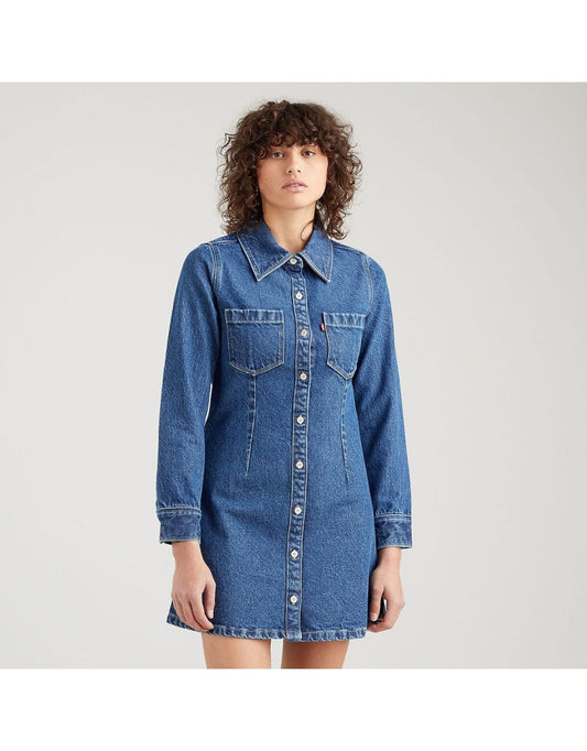 Vestido jeans com minicamisa
