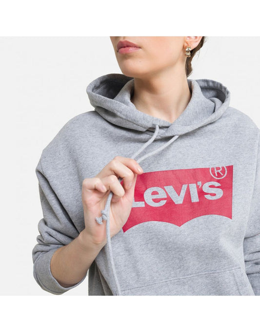 Felpa con cappuccio in cotone con stampa logo