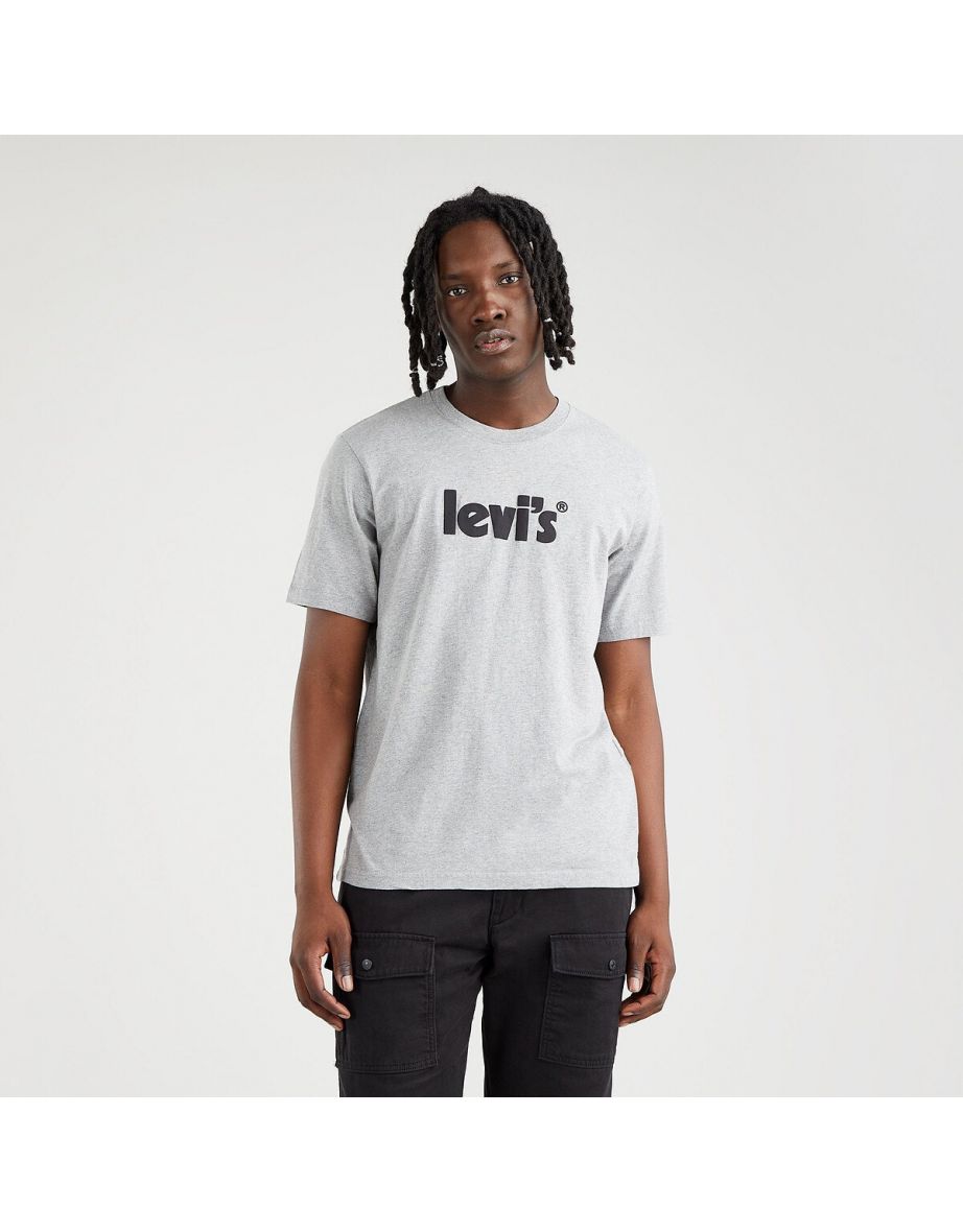 Camiseta de algodón con cuello redondo y diseño de póster con logotipo impreso