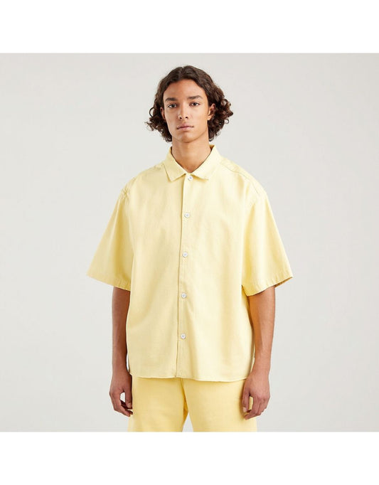 Camisa Regular Fit Slouchy de Algodón con Mangas Cortas