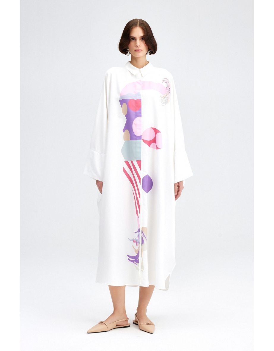 Vestido oversized com estampa geométrica