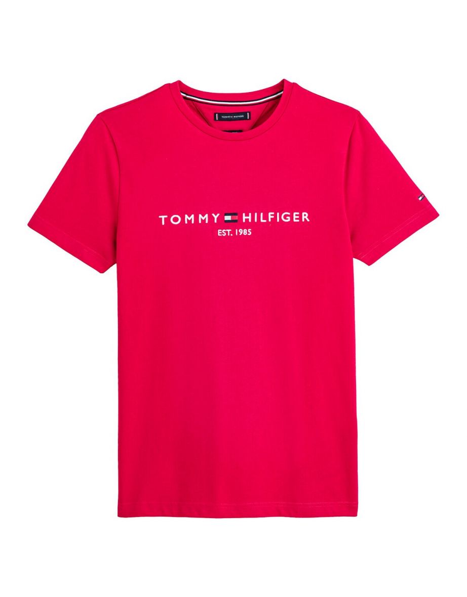 Camiseta de cuello redondo de algodón con logotipo Tommy Hilfiger