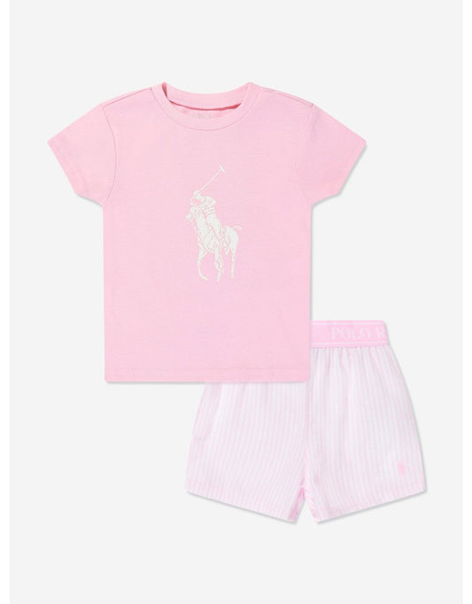 Set di pigiami corti rosa per bambine Ralph Lauren