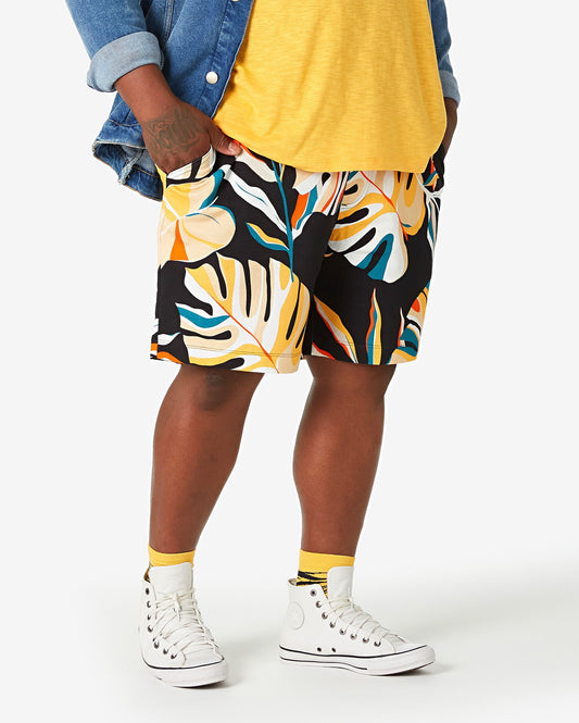 Men's Plus Size Black Leaf Print Sweatshorts - Allman by Riachuelo