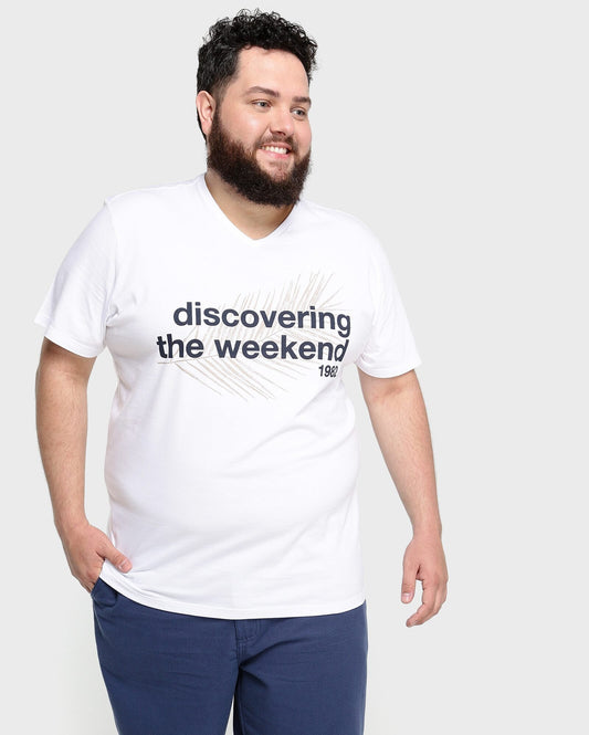 Camiseta Discovering Plus Size - Branca