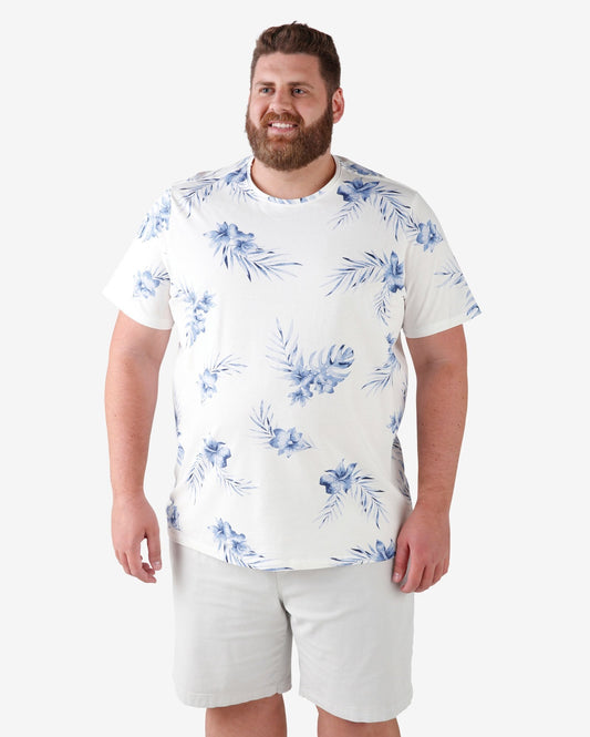 Camiseta floral plus size - Branca
