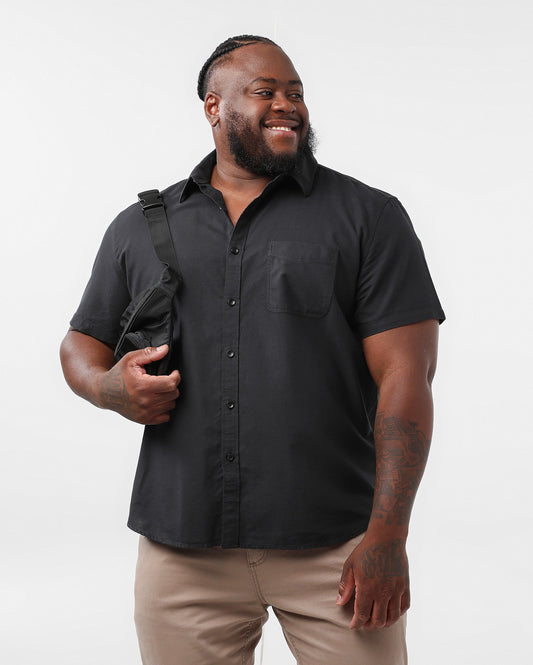 Camicia uomo Plus Size a maniche corte slim in beige e nero - Original Plus by Riachuelo