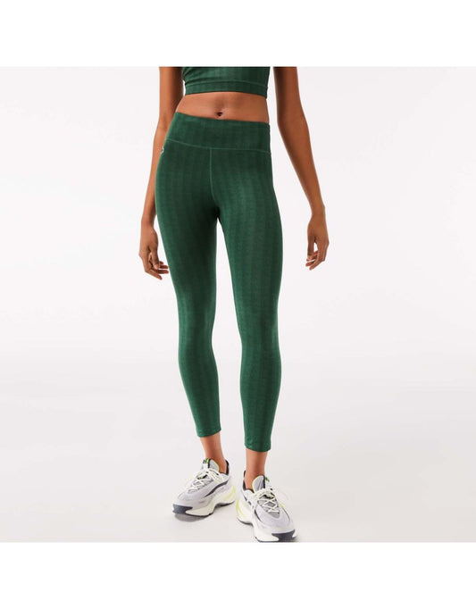 Lacoste Sport Leggings femininas de cintura alta com estampa em verde