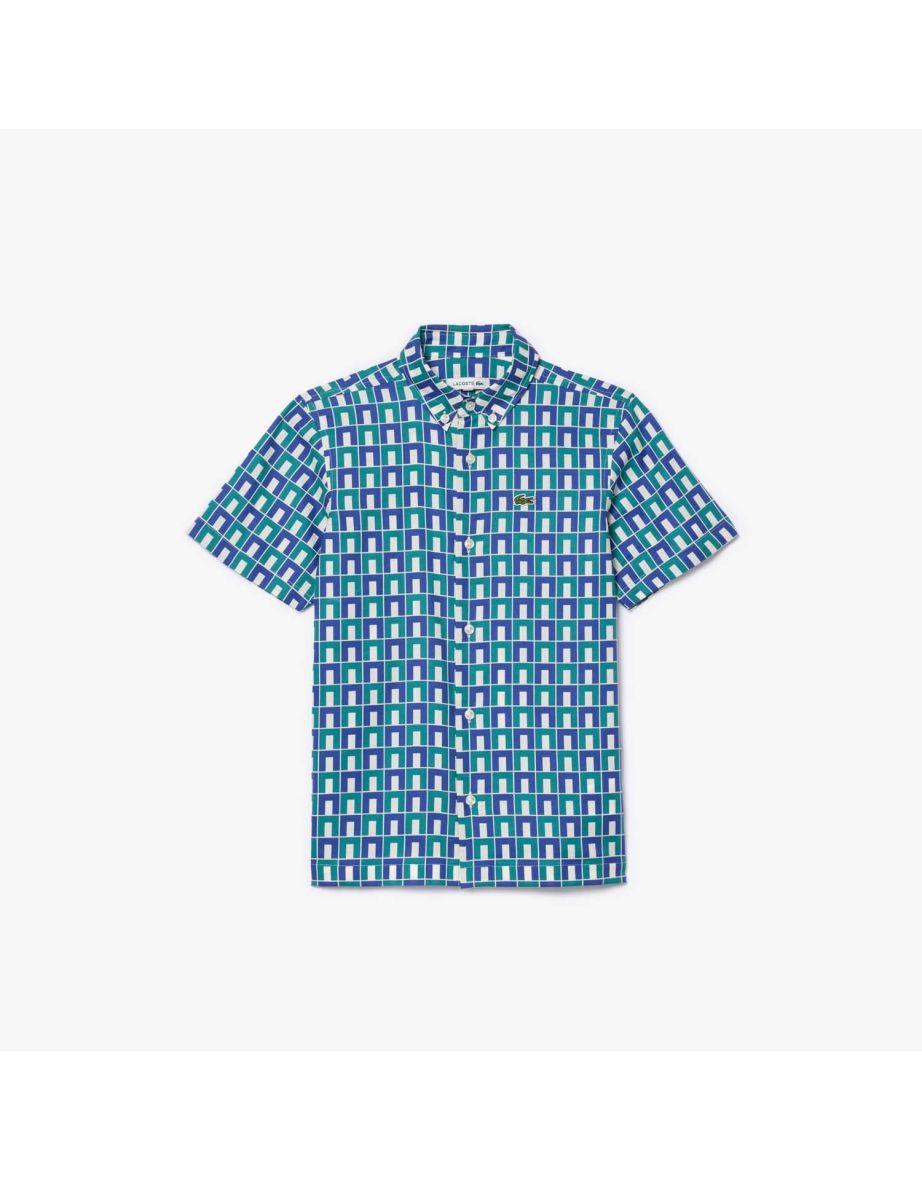 Camisa Lacoste Juniors de manga curta com estampa de monograma para menino