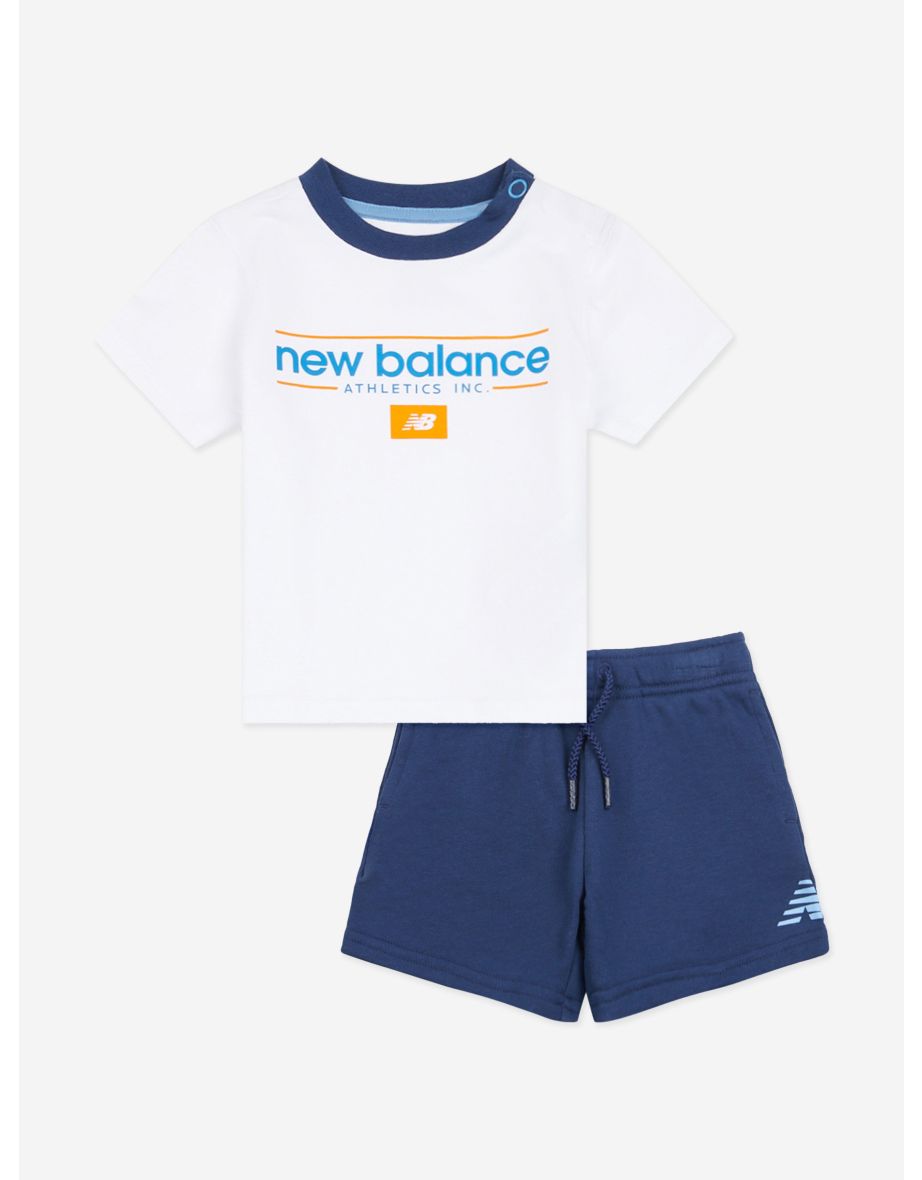 Conjunto de camiseta y pantalón corto New Balance Linear Athletics para chicos - Blanco