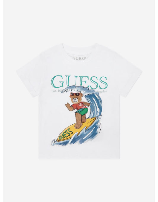 Maglietta Surfer Bear bianca da ragazzo
