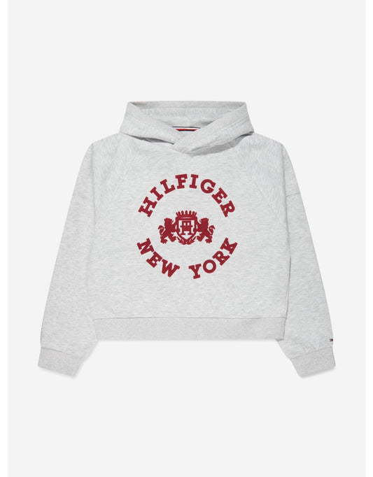 Sudadera con capucha Hilfiger Crest gris para niña