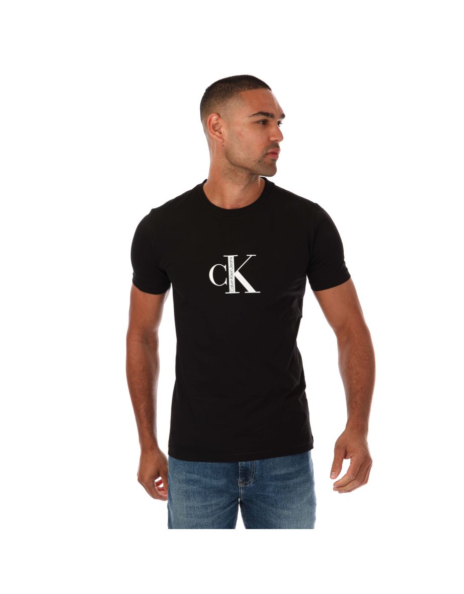 Camiseta con Logotipo Calvin Klein Jeans Negra de Algodón Ecológico para Hombre