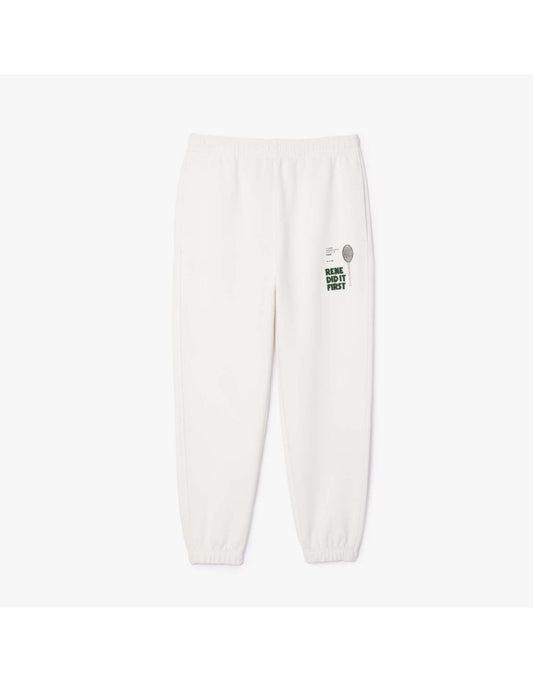 Pantaloni Lacoste da uomo in piqué dal taglio rilassato color crema