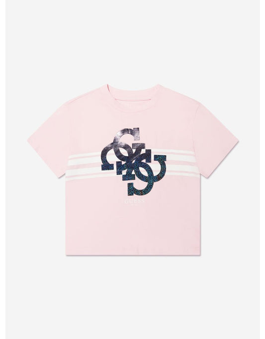 Camiseta Monograma Logo Rosa Niña