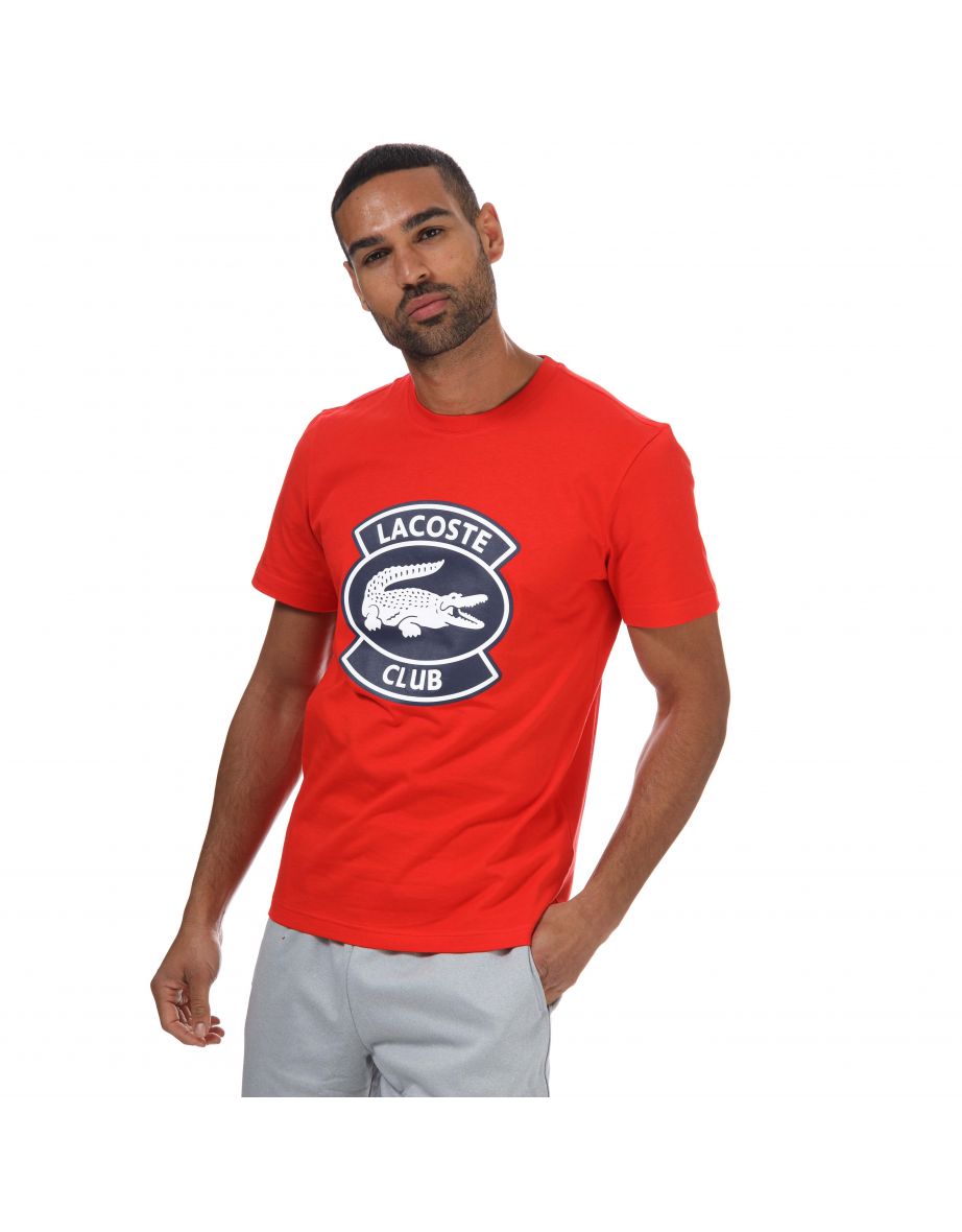 Men's Lacoste Oversized Cotton T-Shirt with Club Badge in Red