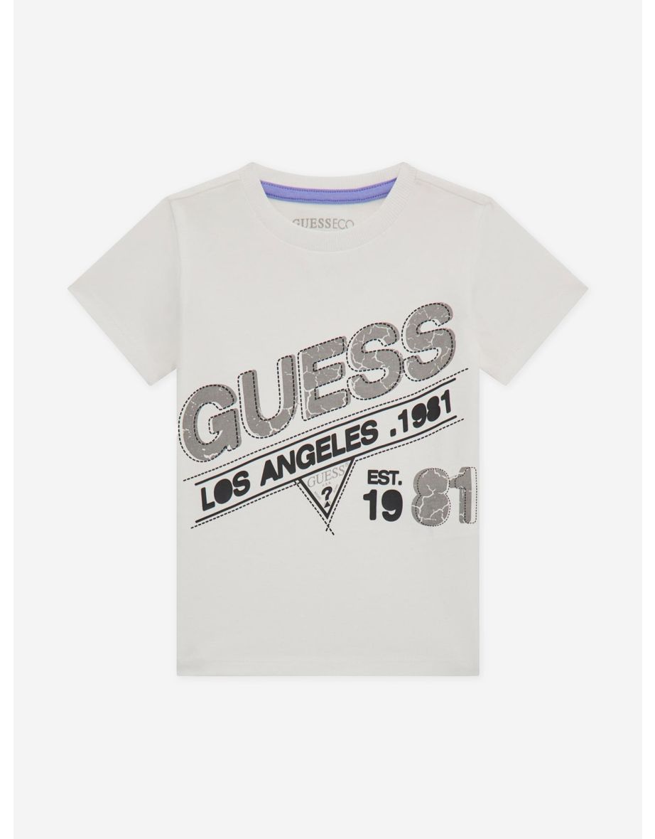 Maglietta con logo Guess da ragazzo in bianco