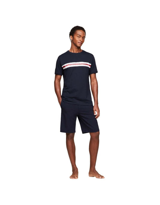 Men's Blue Tommy Hilfiger Logo Stripe T-Shirt