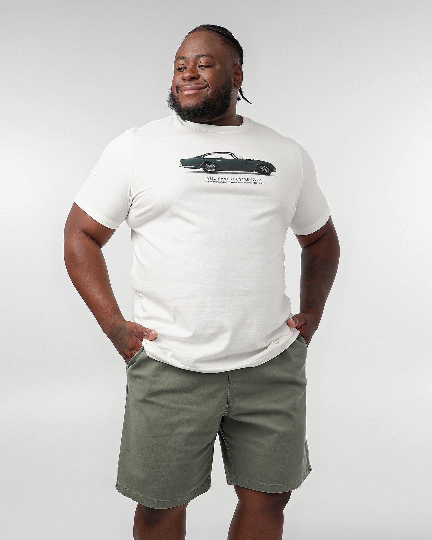 Shorts masculinos de sarja de ajuste reto com elástico na cintura em cinza | Pool Jeans