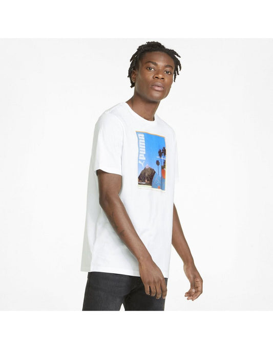 Camiseta de algodão estampada com mangas curtas