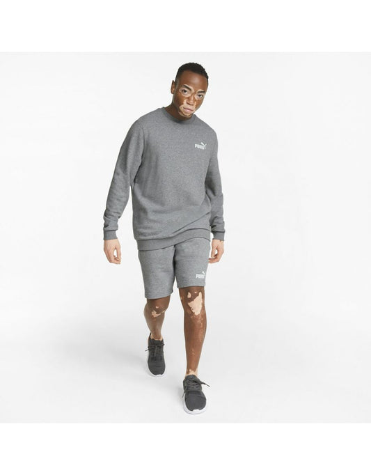 Shorts de algodão reciclado/macacão de treino com moletom de gola redonda