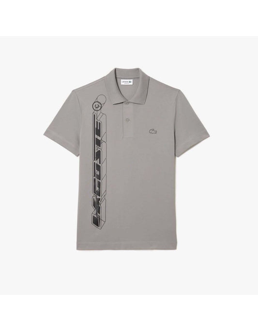 Camisa Polo Lacoste Signature 3D Movement Masculina em Cinza