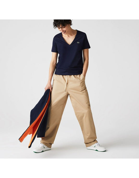 T-Shirt in cotone con scollo a V e logo ricamato