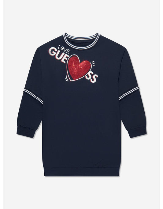 Vestido de moletom com logotipo para meninas da Marinha