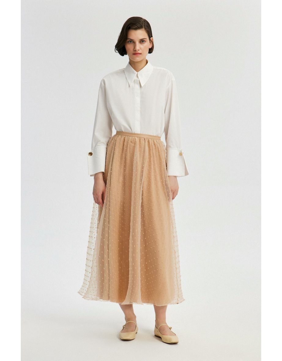 Gonna circolare in organza a pois