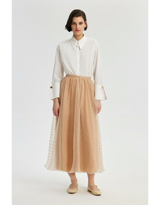 Gonna circolare in organza a pois