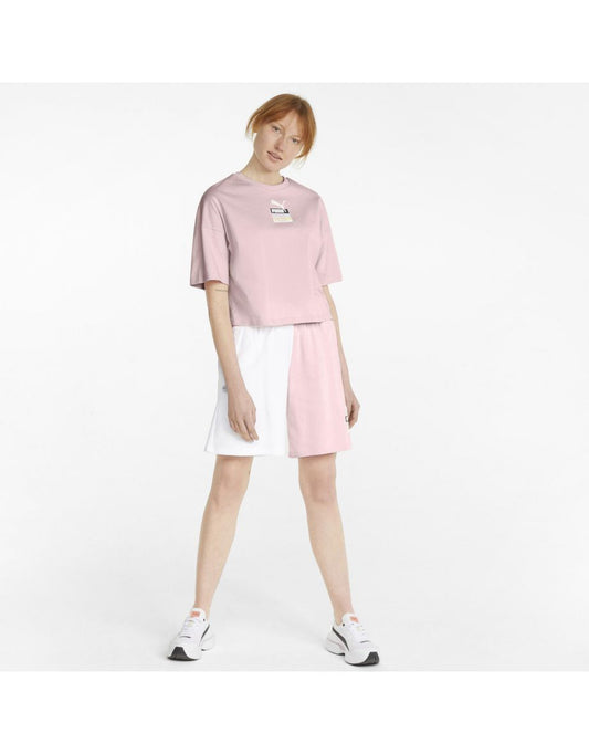 Maglietta oversize Brand Love - Rosa gesso