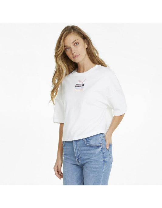 Camiseta oversize Brand Love de Puma Blanco-Tiza