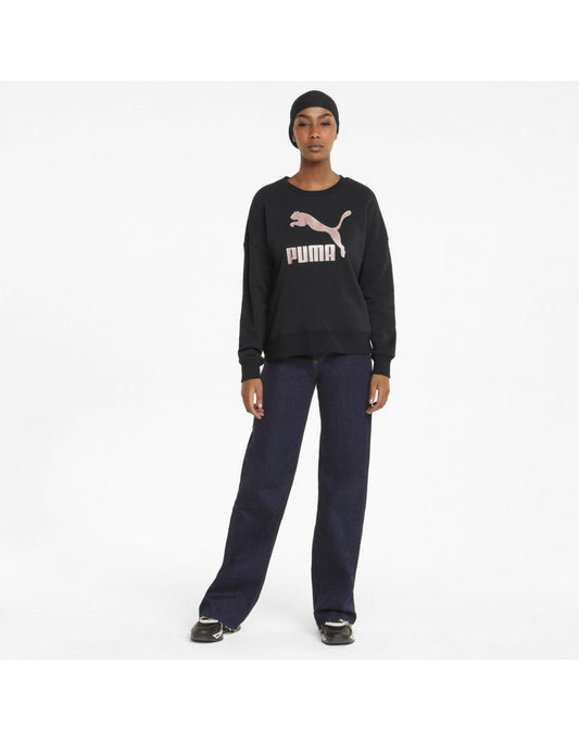 Felpa Classics Metallic Logo Crew - Puma Nero